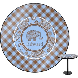 Gingham & Elephants Round Table - 30" (Personalized)
