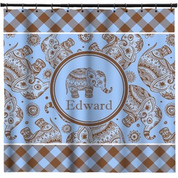 Gingham & Elephants Shower Curtain - Custom Size (Personalized)