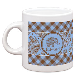 Gingham & Elephants Espresso Cup (Personalized)