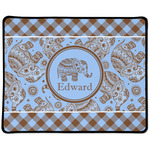 Gingham & Elephants Large Gaming Mouse Pad - 12.5" x 10" (Personalized)