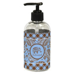 Gingham & Elephants Plastic Soap / Lotion Dispenser (8 oz - Small - Black) (Personalized)