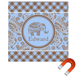 Gingham & Elephants Square Car Magnet - 10" (Personalized)