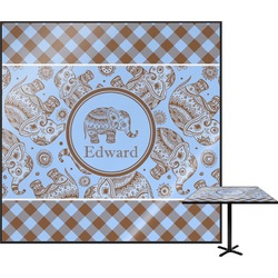 Gingham & Elephants Square Table Top - 30" (Personalized)