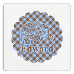 Gingham & Elephants Paper Dinner Napkins (Personalized)