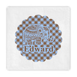 Gingham & Elephants Standard Decorative Napkins (Personalized)