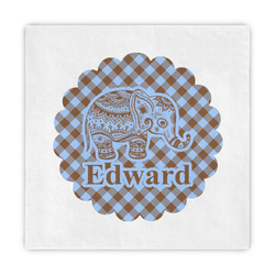 Gingham & Elephants Standard Decorative Napkins (Personalized)