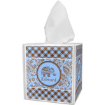 Gingham & Elephants Tissue Box Cover (Personalized)