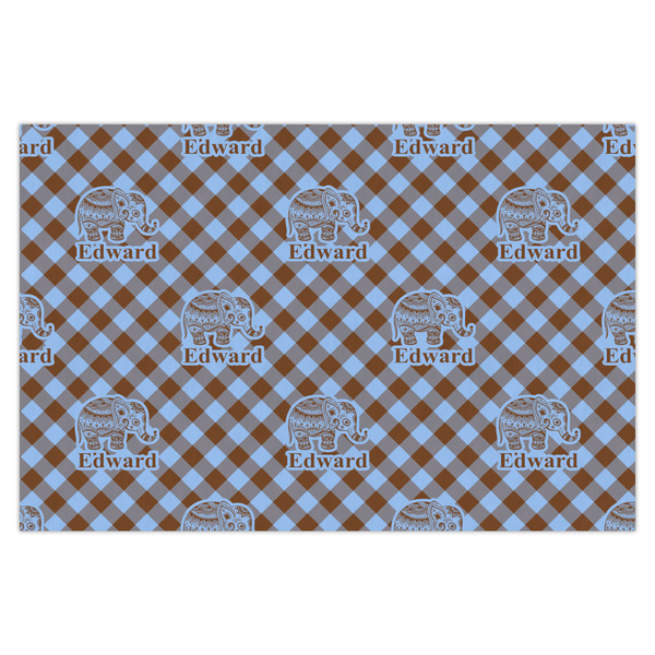 Custom Gingham & Elephants X-Large Tissue Papers Sheets - Heavyweight (Personalized)