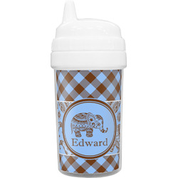 Gingham & Elephants Toddler Sippy Cup (Personalized)