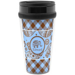 Gingham & Elephants Acrylic Travel Mug without Handle (Personalized)