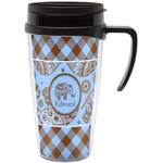 Gingham & Elephants Acrylic Travel Mug with Handle (Personalized)