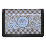 Gingham & Elephants Trifold Wallet (Personalized)