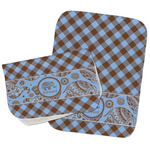 Gingham & Elephants Burp Cloths - Fleece - Set of 2 w/ Name or Text