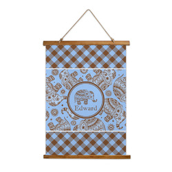 Gingham & Elephants Wall Hanging Tapestry - Tall (Personalized)