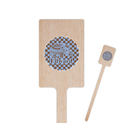 Gingham & Elephants Rectangle Wooden Stir Sticks (Personalized)
