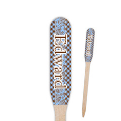 Gingham & Elephants Paddle Wooden Food Picks (Personalized)