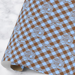 Gingham & Elephants Wrapping Paper Roll - Large (Personalized)