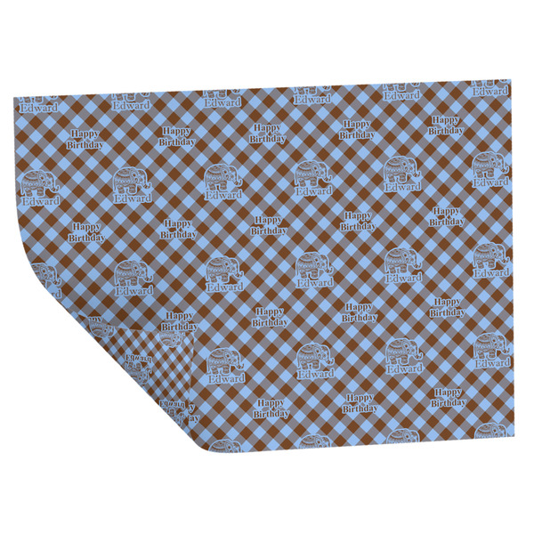 Custom Gingham & Elephants Wrapping Paper Sheets - Double-Sided - 20" x 28" (Personalized)