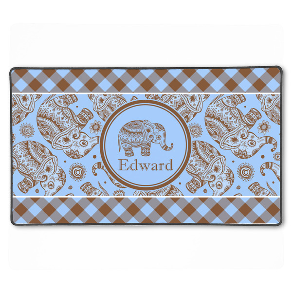 Custom Gingham & Elephants XXL Gaming Mouse Pad - 24" x 14" (Personalized)