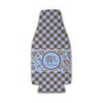 Gingham & Elephants Zipper Bottle Cooler (Personalized)