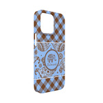 Gingham & Elephants iPhone Case - Plastic - iPhone 13 Mini (Personalized)