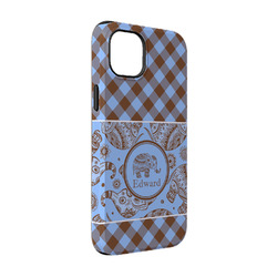 Gingham & Elephants iPhone Case - Rubber Lined - iPhone 14 Pro (Personalized)