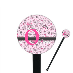 Princess 7" Round Plastic Stir Sticks - Black - Single Sided (Personalized)