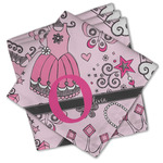 Princess Cloth Cocktail Napkins - Set of 4 w/ Name and Initial