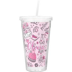 Princess Double Wall Tumbler with Straw (Personalized)