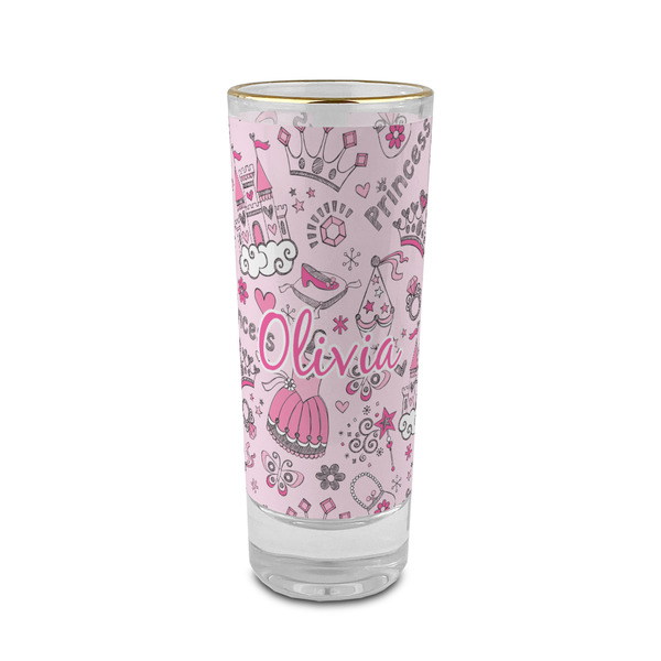 Custom Princess 2 oz Shot Glass -  Glass with Gold Rim - Single (Personalized)