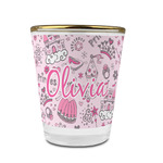 Princess Glass Shot Glass - 1.5 oz - with Gold Rim - Single (Personalized)