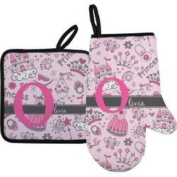 Princess Right Oven Mitt & Pot Holder Set w/ Name and Initial