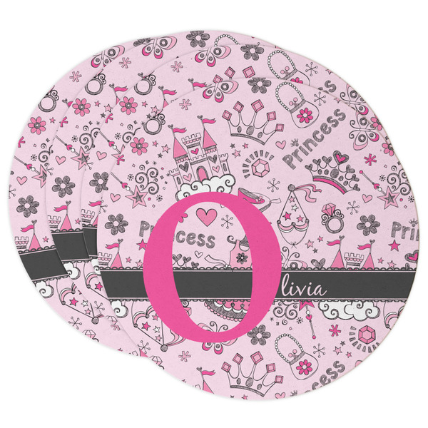 Custom Princess Round Paper Coasters w/ Name and Initial