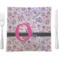 Princess 9.5" Glass Square Lunch / Dinner Plate- Single or Set of 4 (Personalized)
