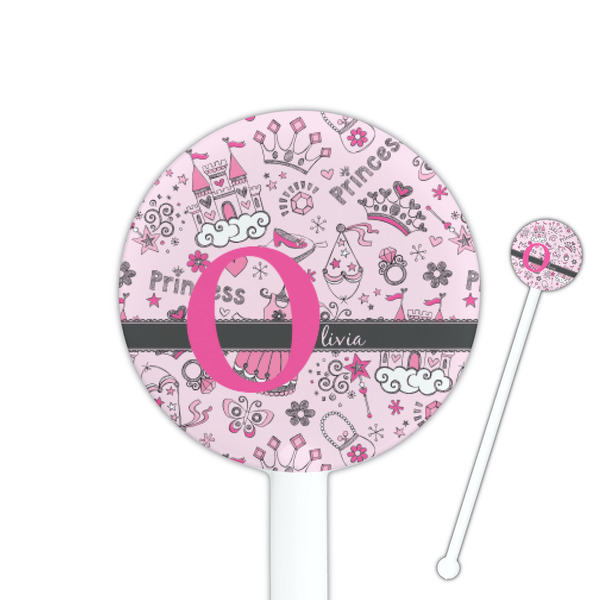 Custom Princess 5.5" Round Plastic Stir Sticks - White - Double Sided (Personalized)