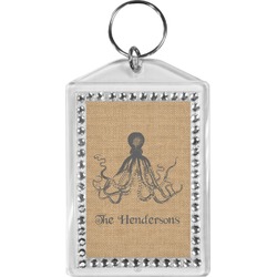 Octopus & Burlap Print Bling Keychain (Personalized)