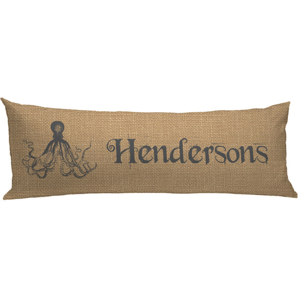 Custom Octopus & Burlap Print Body Pillow Case (Personalized)