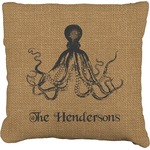 Octopus & Burlap Print Faux-Linen Throw Pillow 20" (Personalized)