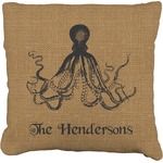 Octopus & Burlap Print Faux-Linen Throw Pillow 26" (Personalized)