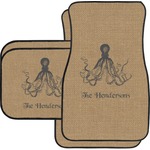 Octopus & Burlap Print Car Floor Mats Set - 2 Front & 2 Back (Personalized)