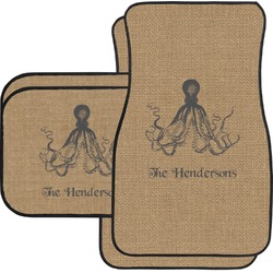 Octopus & Burlap Print Car Floor Mats Set - 2 Front & 2 Back (Personalized)