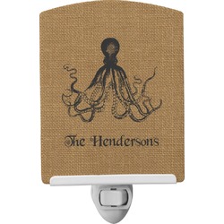 Octopus & Burlap Print Ceramic Night Light (Personalized)