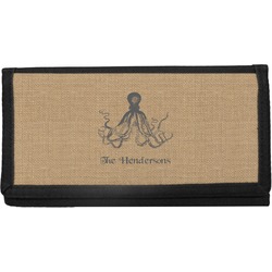 Octopus & Burlap Print Canvas Checkbook Cover (Personalized)