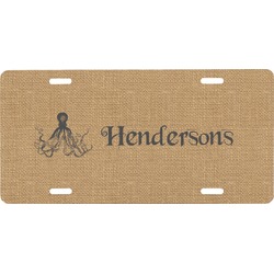 Octopus & Burlap Print Front License Plate (Personalized)