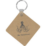 Octopus & Burlap Print Diamond Plastic Keychain w/ Name or Text