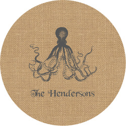 Octopus & Burlap Print Multipurpose Round Labels - 1" (Personalized)