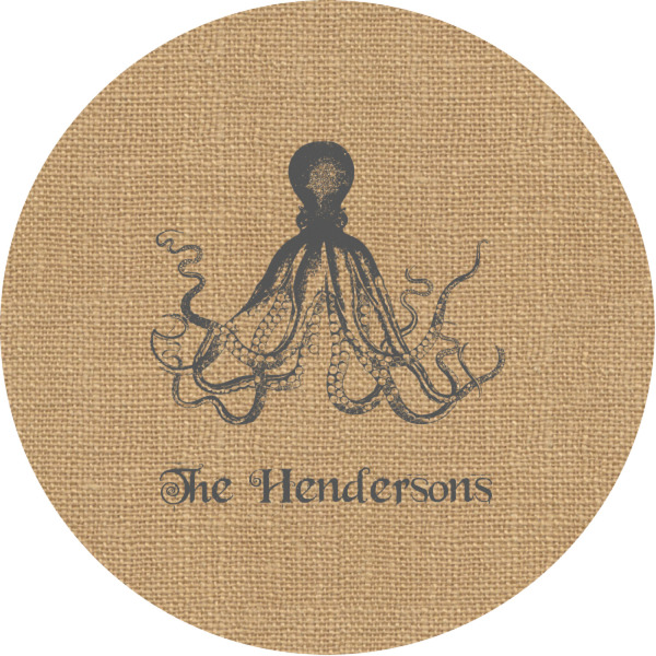 Custom Octopus & Burlap Print Multipurpose Round Labels - 1" (Personalized)