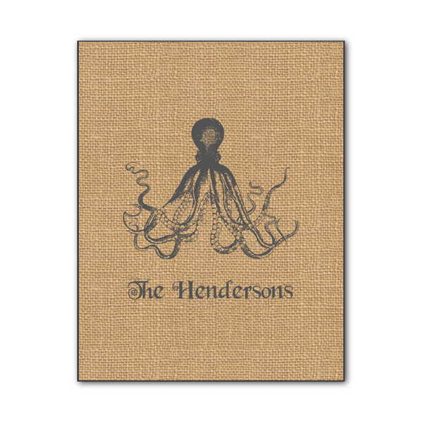 Custom Octopus & Burlap Print Wood Print - 11x14 (Personalized)