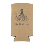 Octopus & Burlap Print Can Cooler (tall 12 oz) (Personalized)