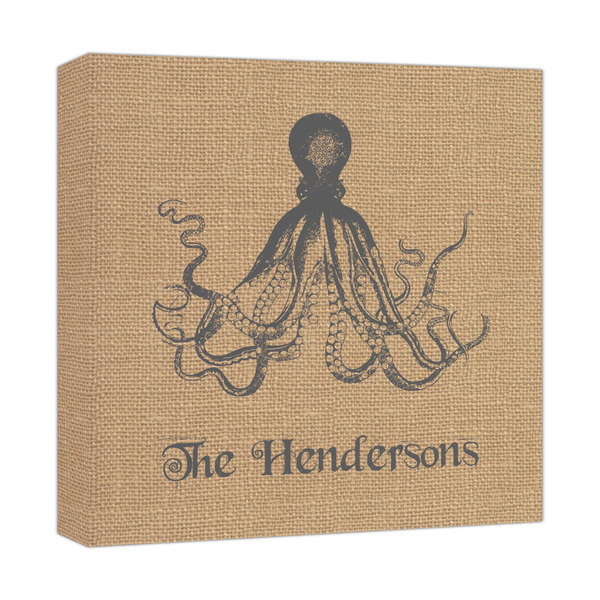 Custom Octopus & Burlap Print Canvas Print - 12x12 (Personalized)